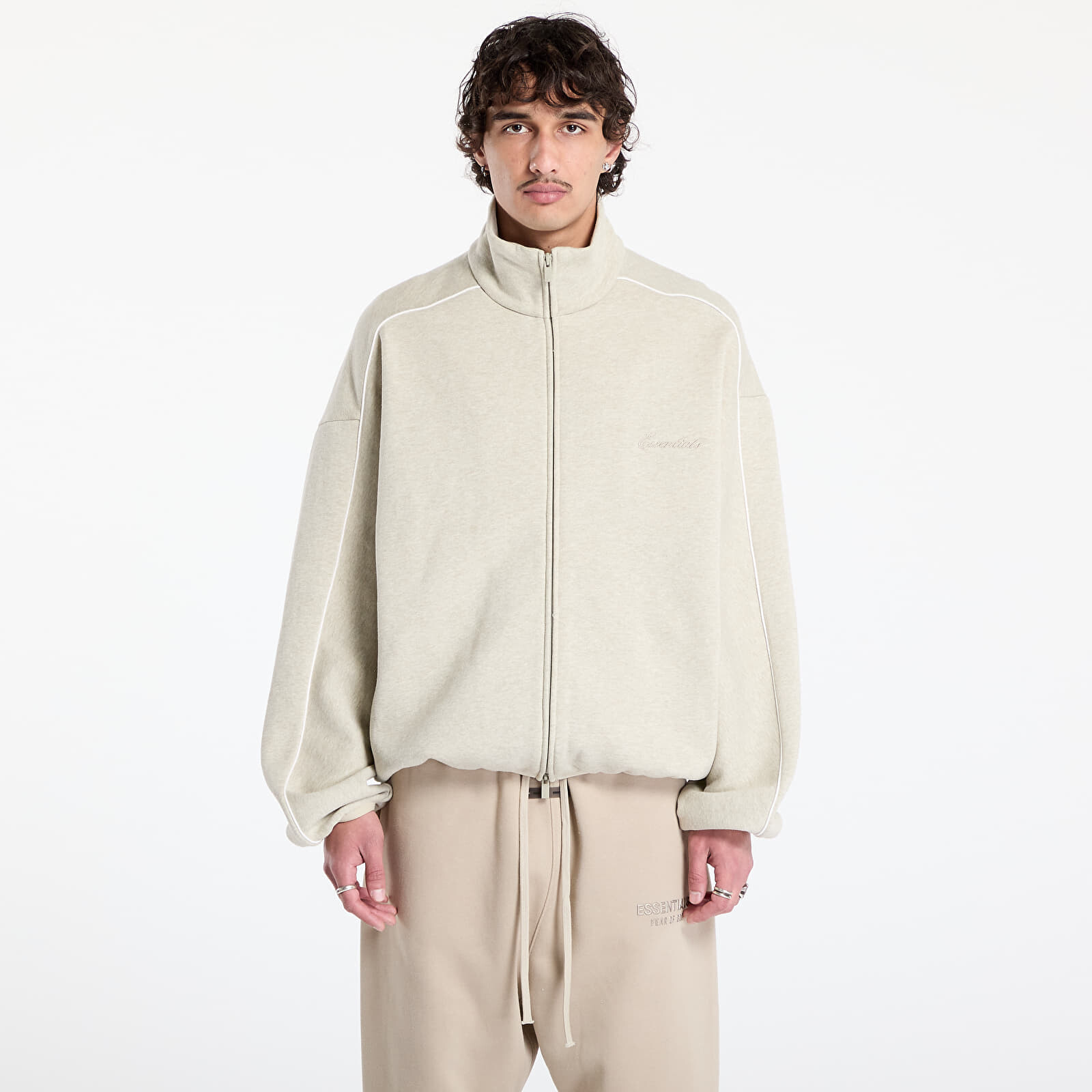 Mikina Fear of God Essentials Modern Track Jacket Heather Stone/ Cloud White S
