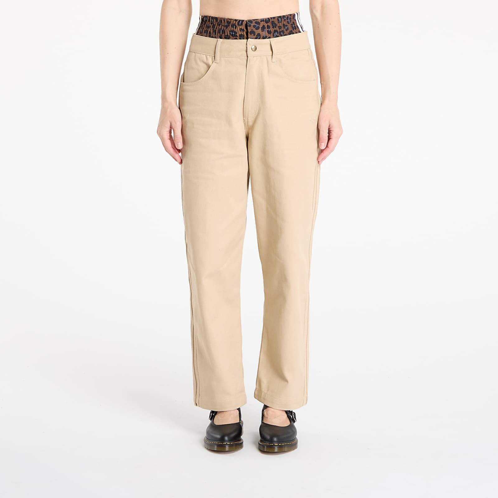 Kalhoty adidas Firebird Utility Pants Stone Khaki/ Bliss Lilac/ White 25/30