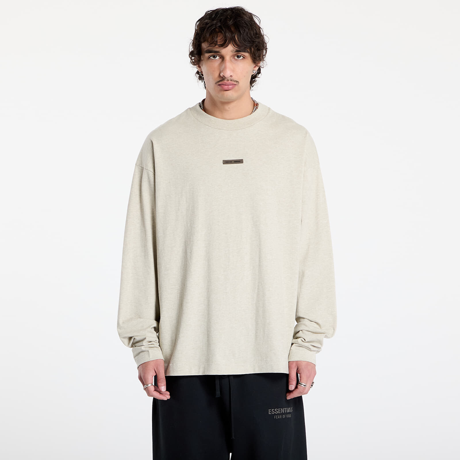 Tričko Fear of God Essentials Classic Long Sleeve Tee Heather Stone XS