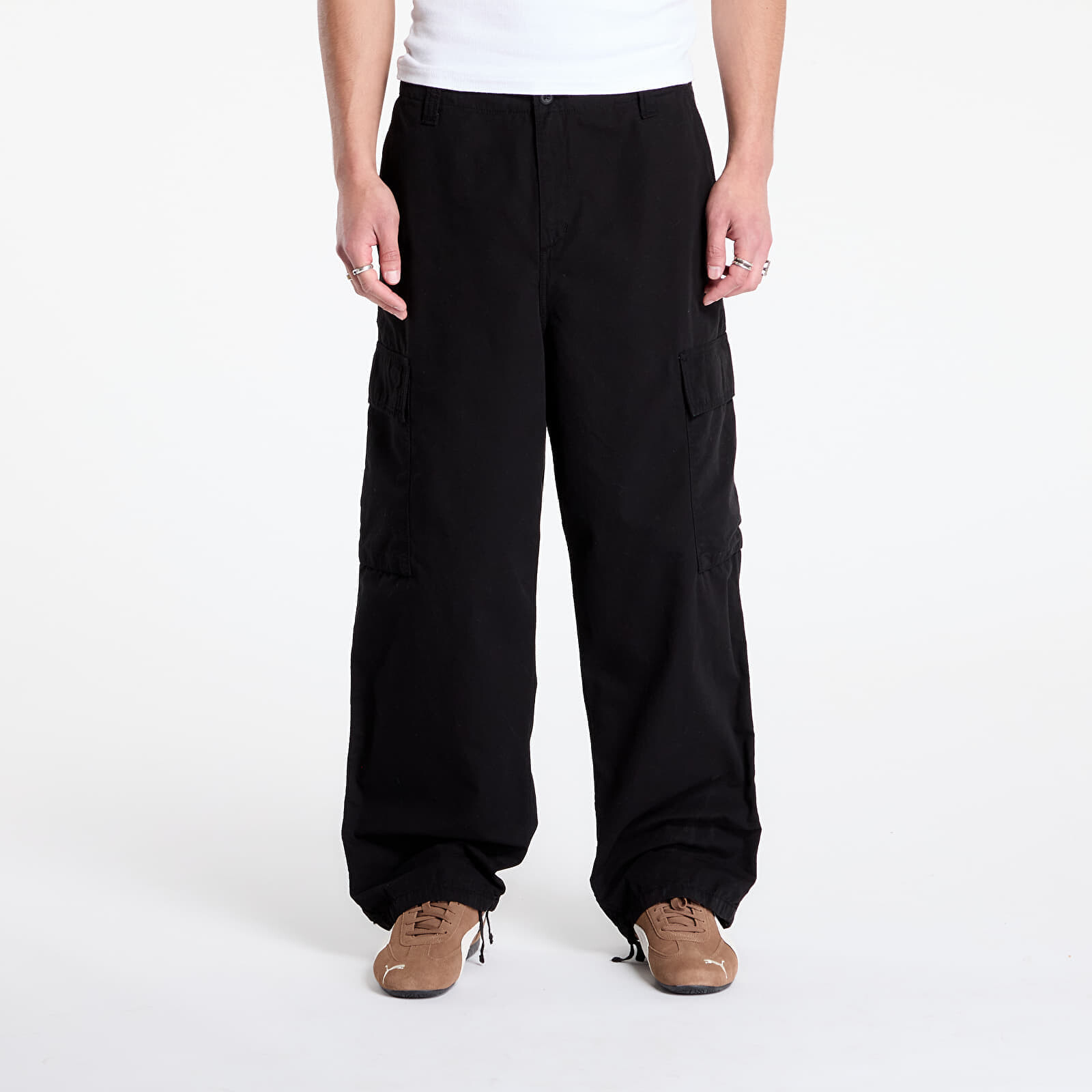 Kalhoty Carhartt WIP Kade Cargo Pant Black Garment Dyed 27