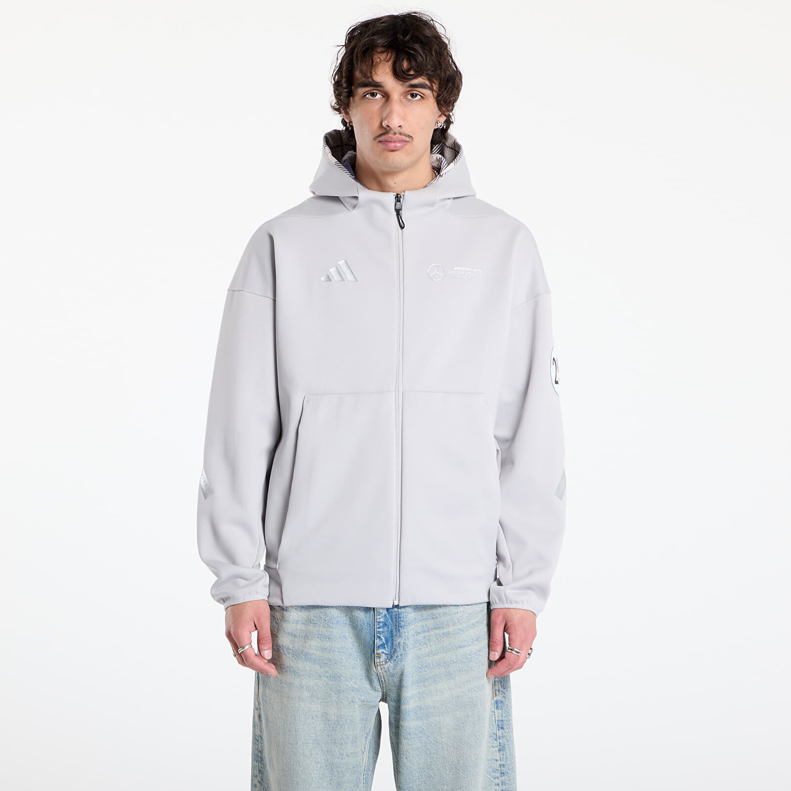 Mikina adidas x Mercedes AMG Silver Full Zip Hoodie Grey Two S