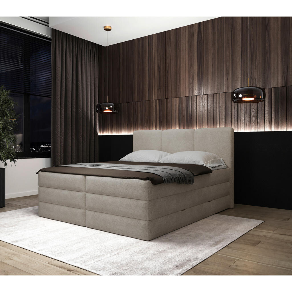 MID.YOU BOXSPRINGOVÁ POSTEĽ, 160/200 cm, krémová