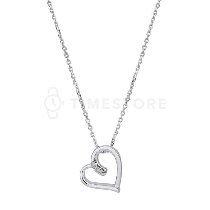 Strieborný náhrdelník s diamantom, srdce TS-PN-0054