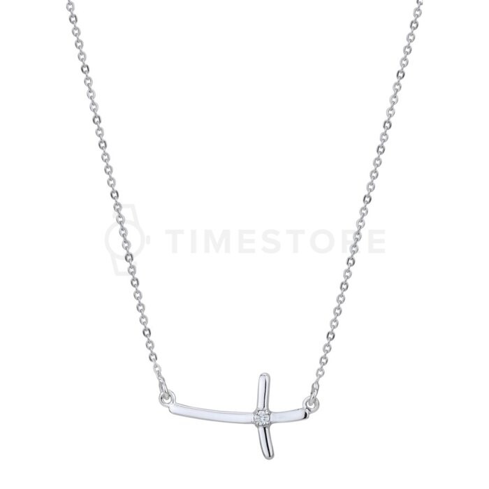 Strieborný náhrdelník s diamantom, krížik TS-PN-0059