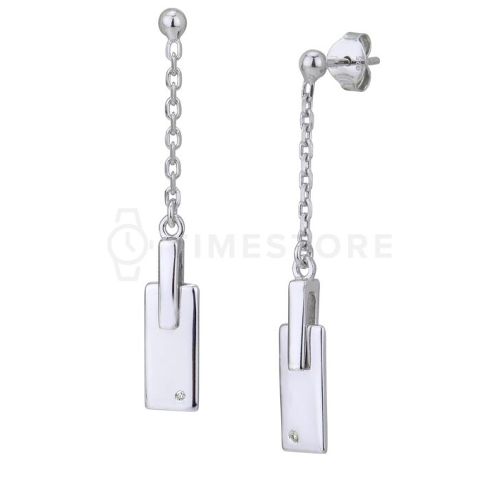 Visiace strieborné náušnice s diamantom TS-EA-0246