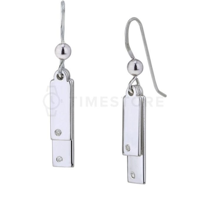 Visiace strieborné náušnice s diamantom TS-EA-0247