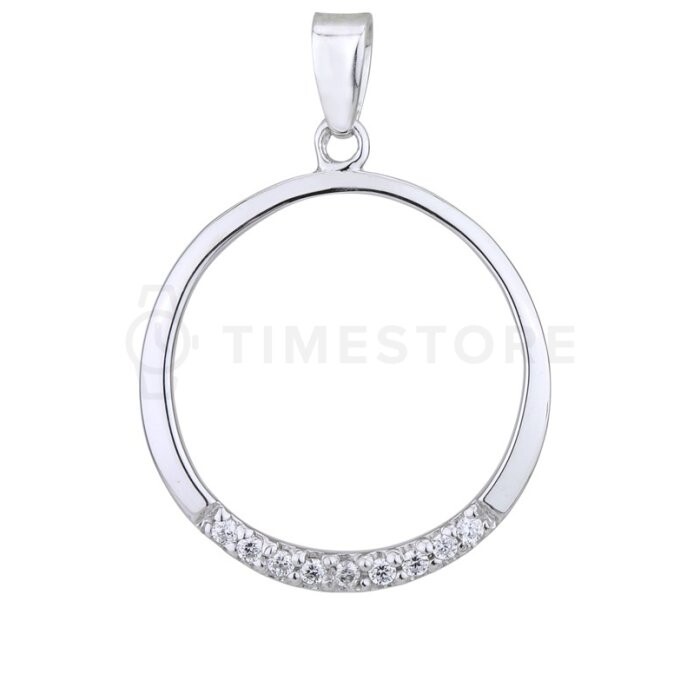 Okrúhly strieborný prívesok s diamantom TS-PE-0016