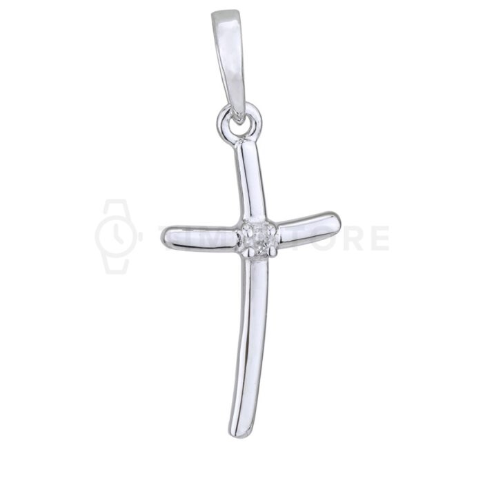 Strieborný prívesok v tvare kríža s diamantom TS-PE-0019