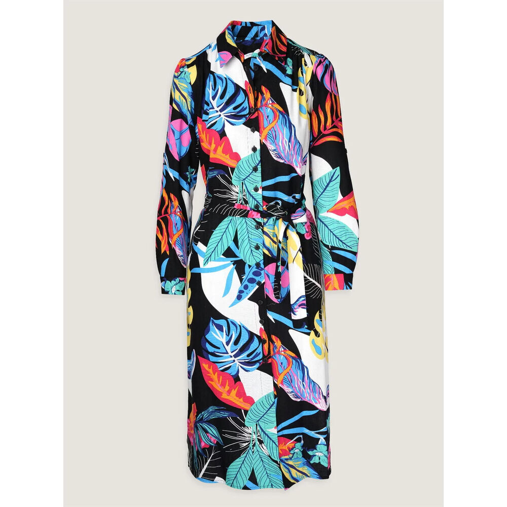 Dámske košeľové šaty čierne s bielymi bodkami 18234