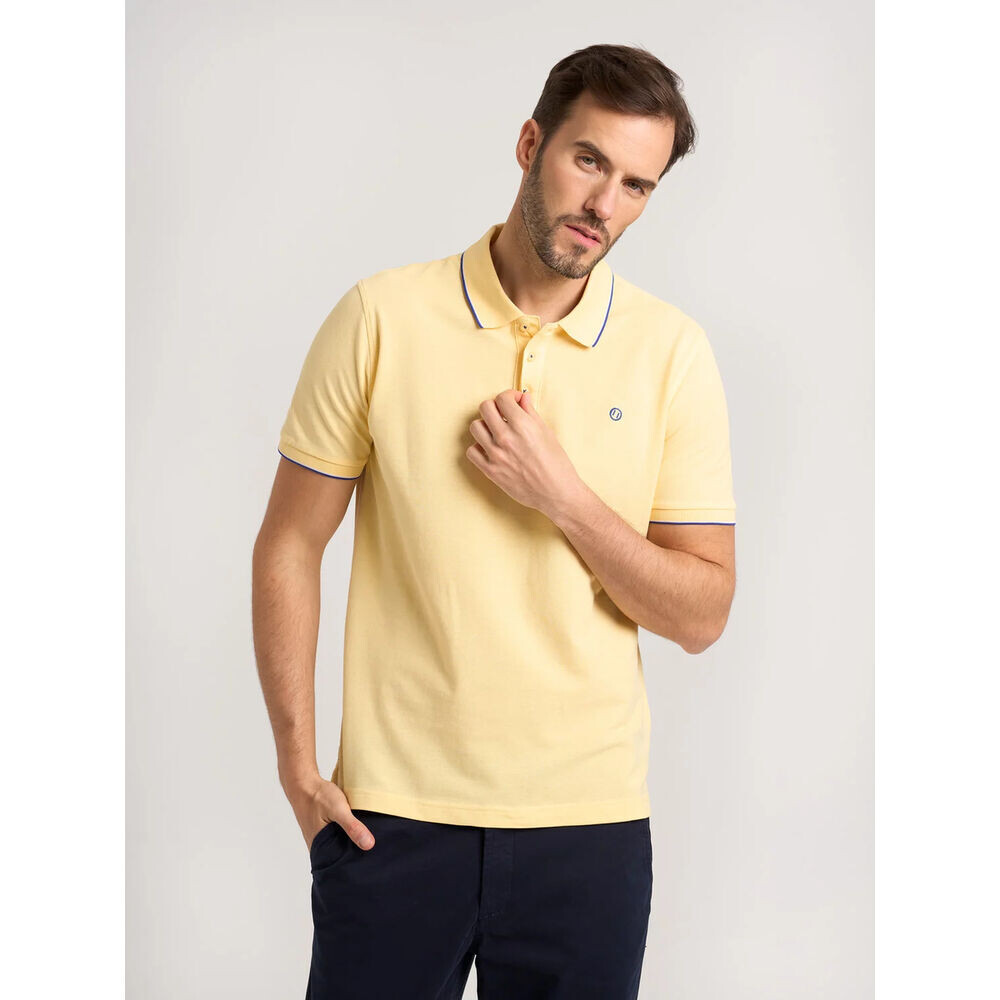 Pánske polo tričko žlté s kontrastnými prvkami 18242