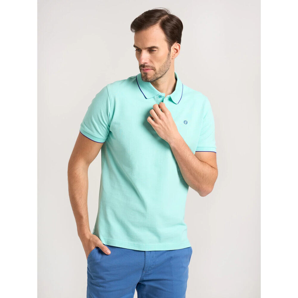 Pánske polo tričko svetlomodré s kontrastnými prvkami 18243