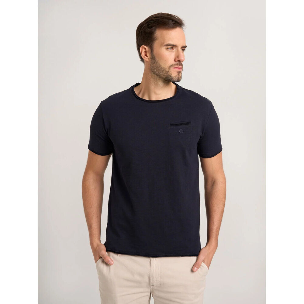 Pánske bavlnené tričko tmavomodré s vreckom 18247