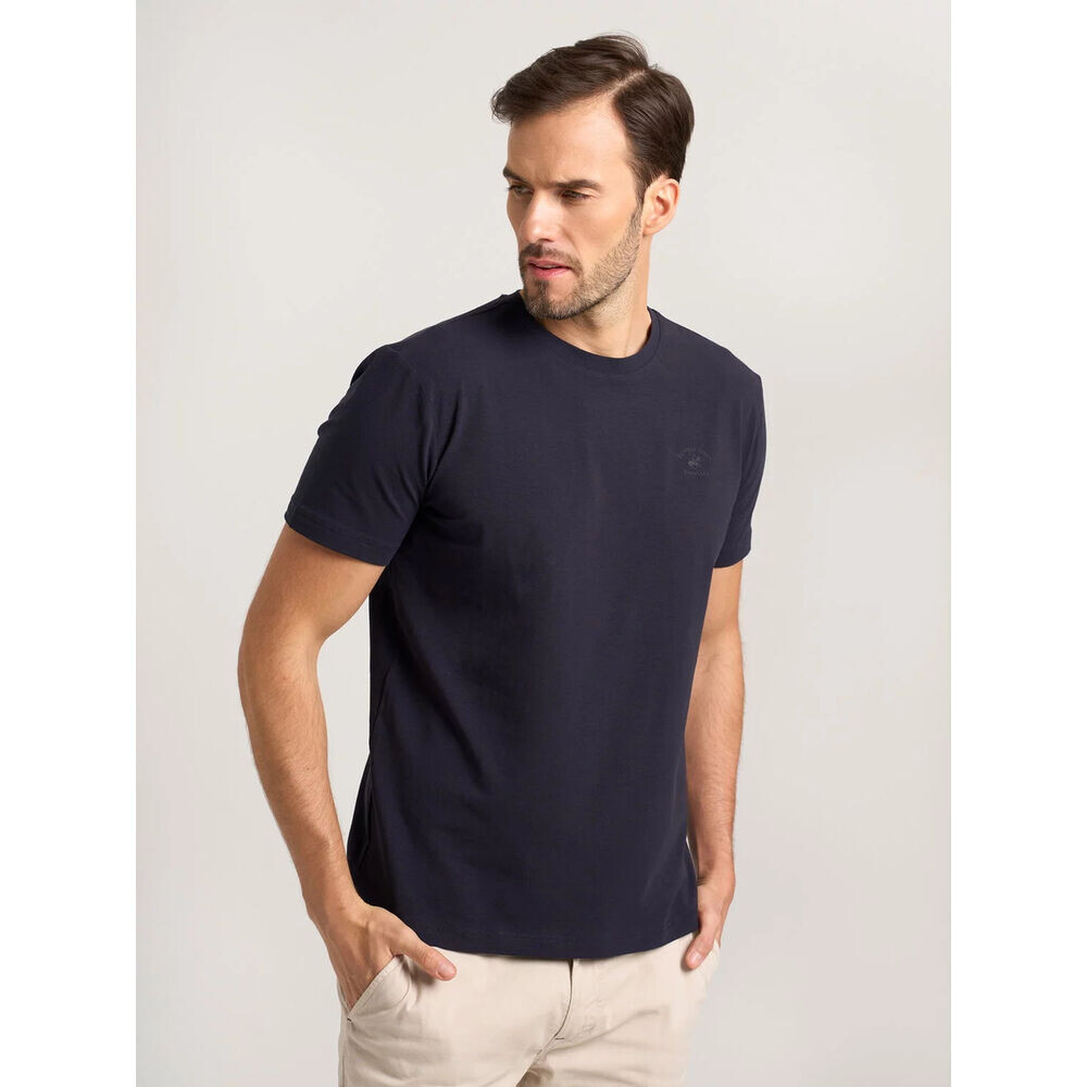 Pánske bavlnené tričko s krátkym rukávom tmavomodré 18249