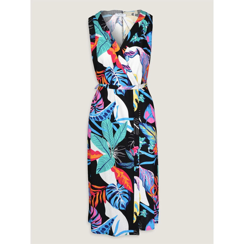 Dámske letné šaty čierne s farebnými listami 18252