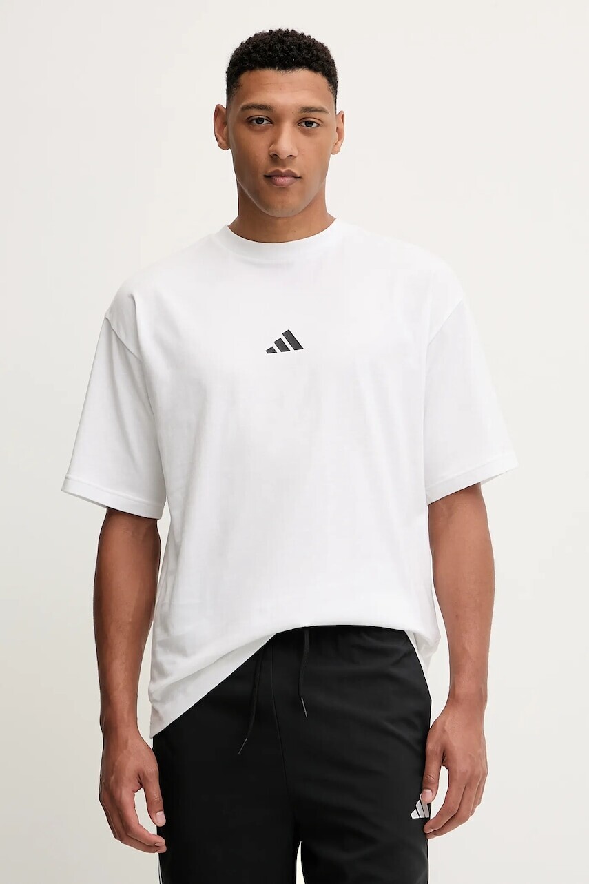 Bavlnené tričko adidas Future Icons pánske, biela farba, s potlačou, JC5339