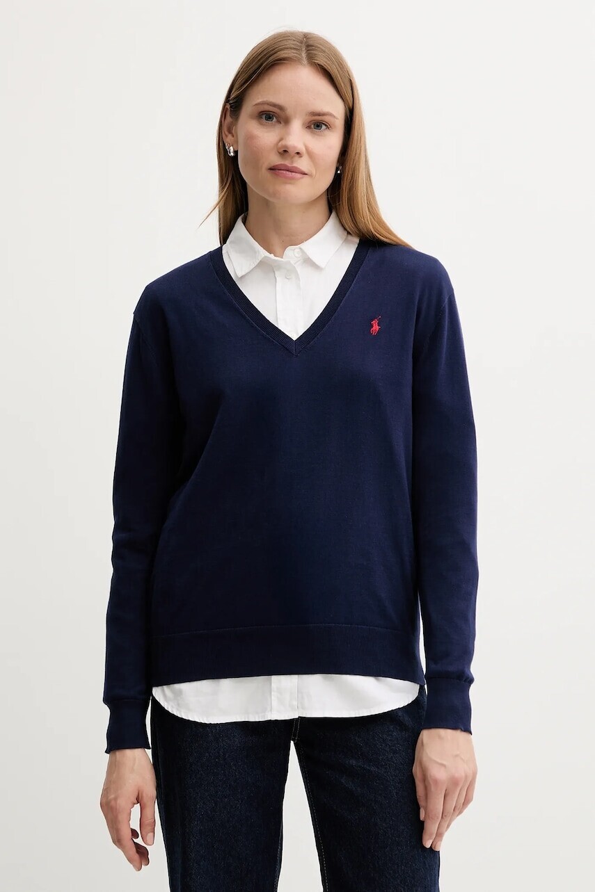 Bavlnený sveter Polo Ralph Lauren tmavomodrá farba, ľahký, 211972105