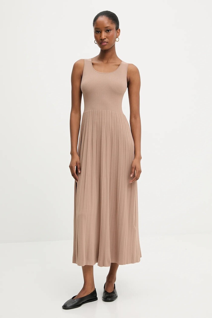 Šaty Weekend Max Mara MARKUS béžová farba, midi, áčkový strih, 2525326011600