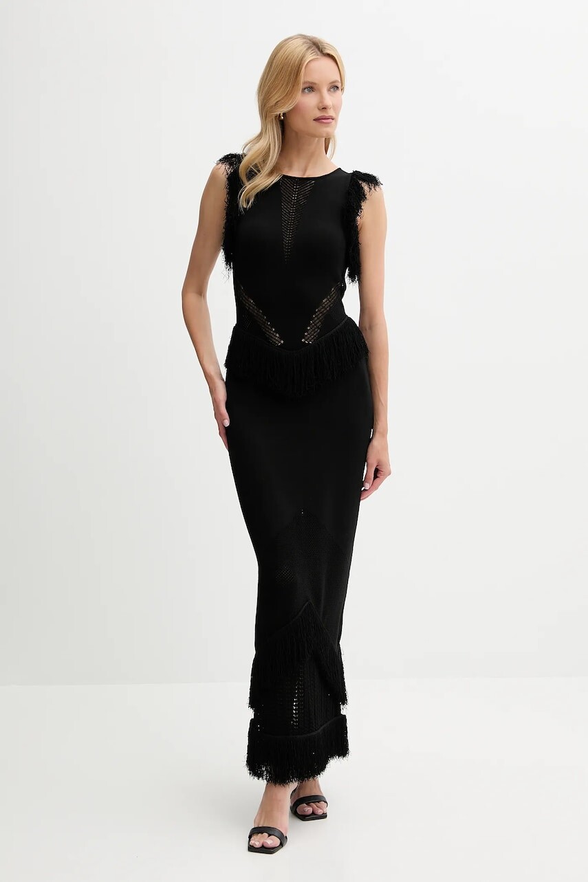 Šaty Guess LUISA čierna farba, maxi, priliehavé, W5YK0F Z30Y2