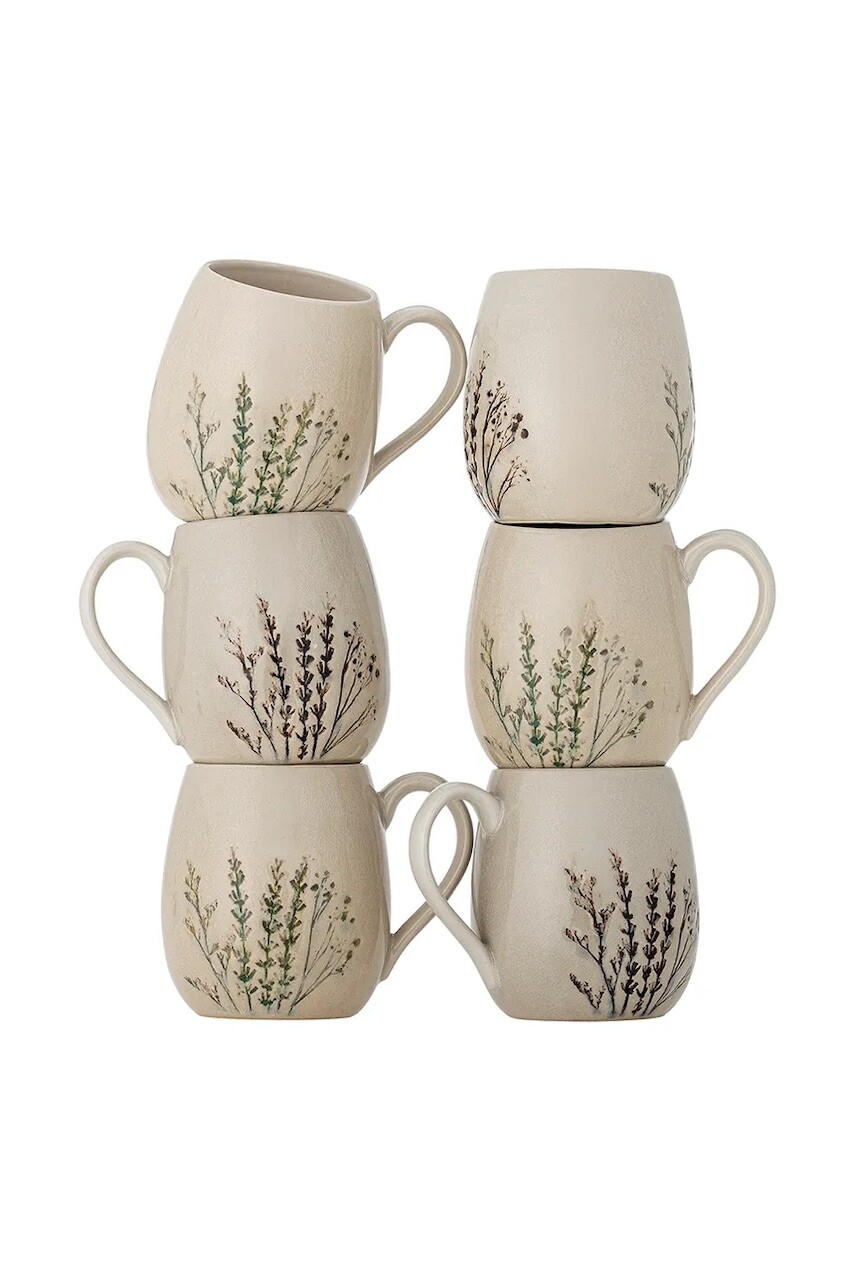 Sada pohárov Bloomingville Bea 400 ml 6-pak béžová farba
