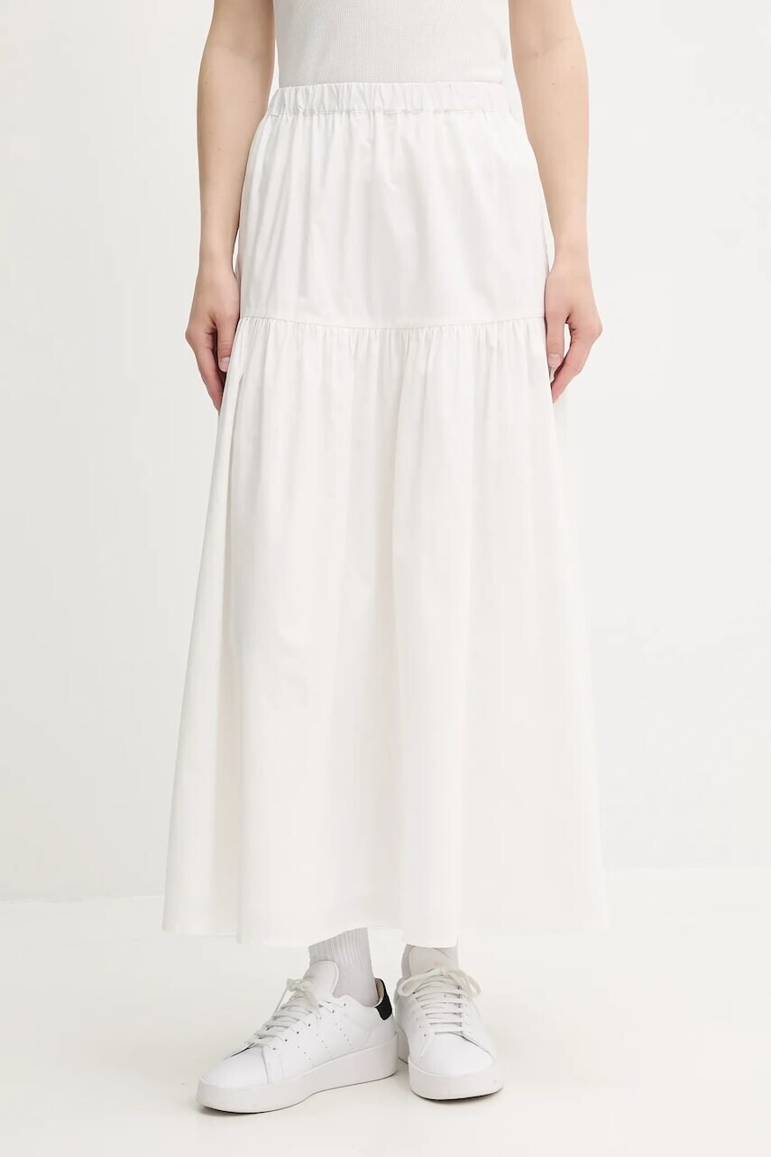 Bavlnená sukňa Tommy Jeans biela farba, maxi, áčkový strih, DW0DW20980