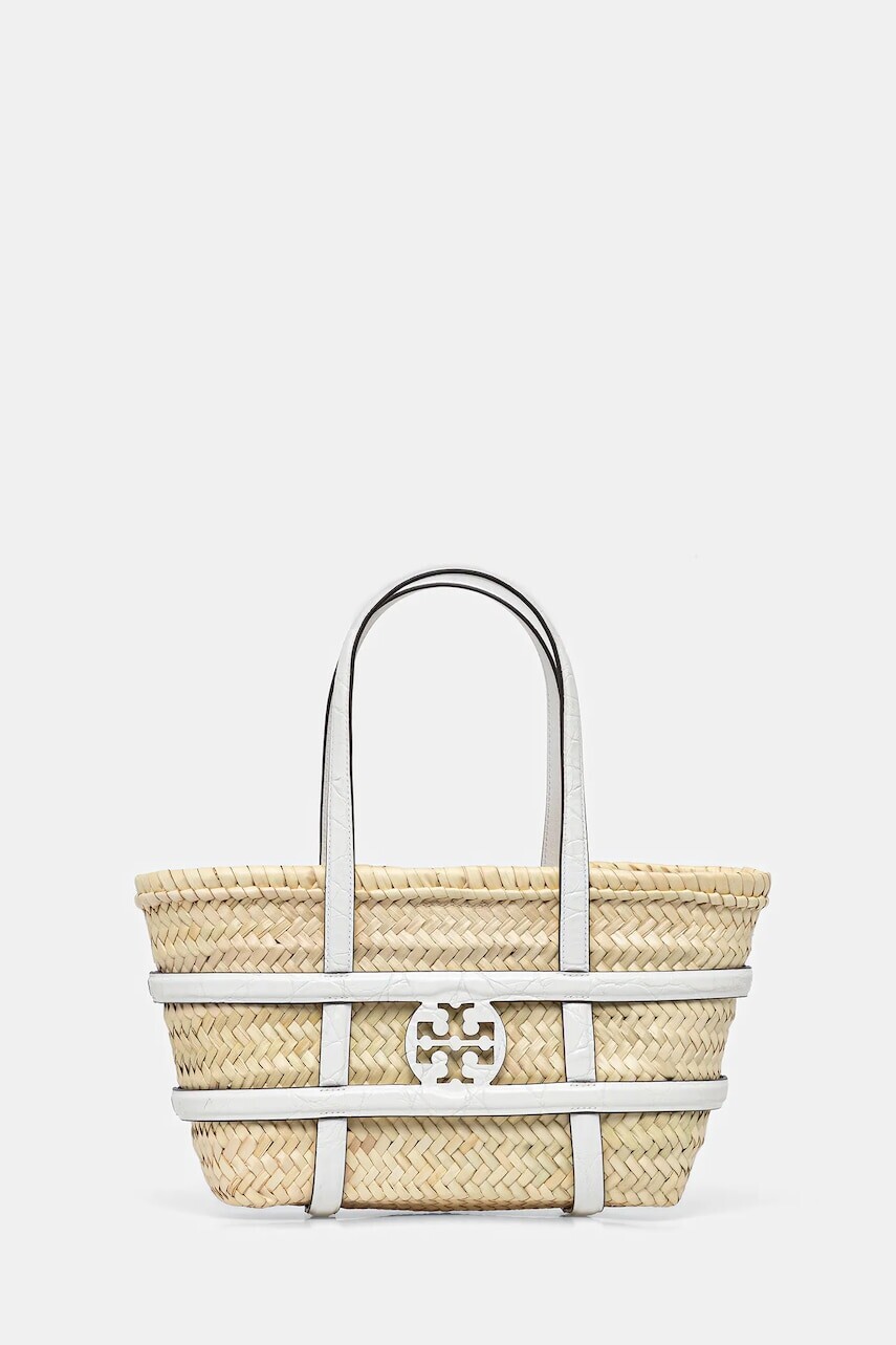 Plážový košík Tory Burch Ella Straw béžová farba, 169398-100