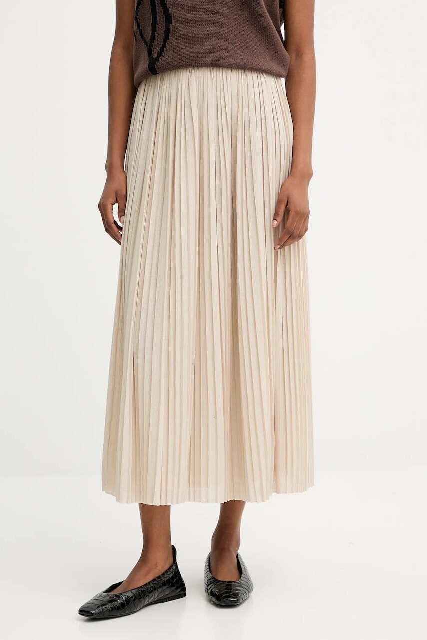 Sukňa Weekend Max Mara CRAL béžová farba, midi, áčkový strih, 2525776021600