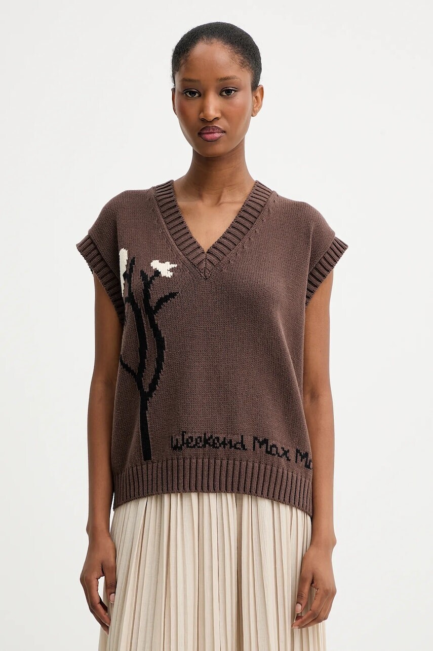 Vesta Weekend Max Mara CRUSCA dámska, hnedá farba, 2525356041600