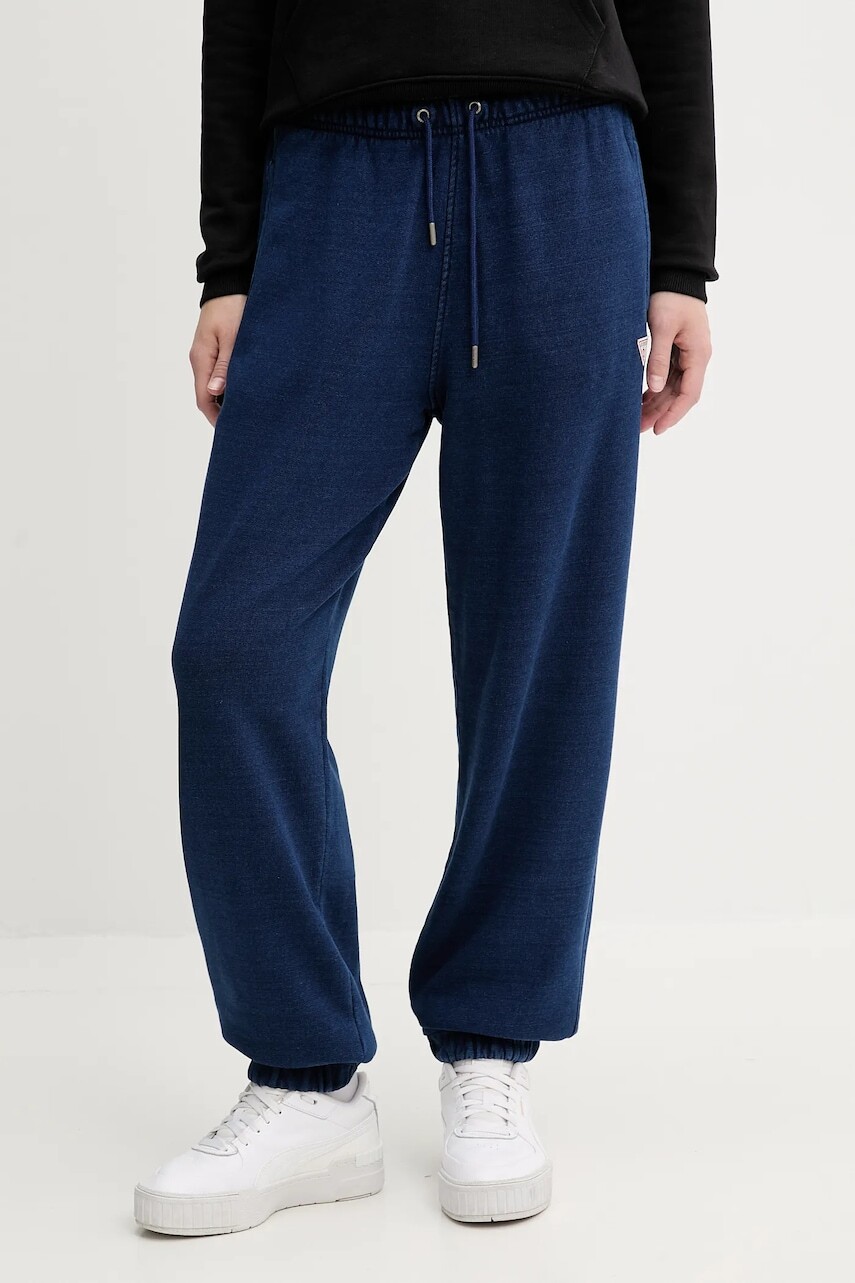 Bavlnené tepláky Guess Jeans tmavomodrá farba, jednofarebné, W5YB65 KCXQ1