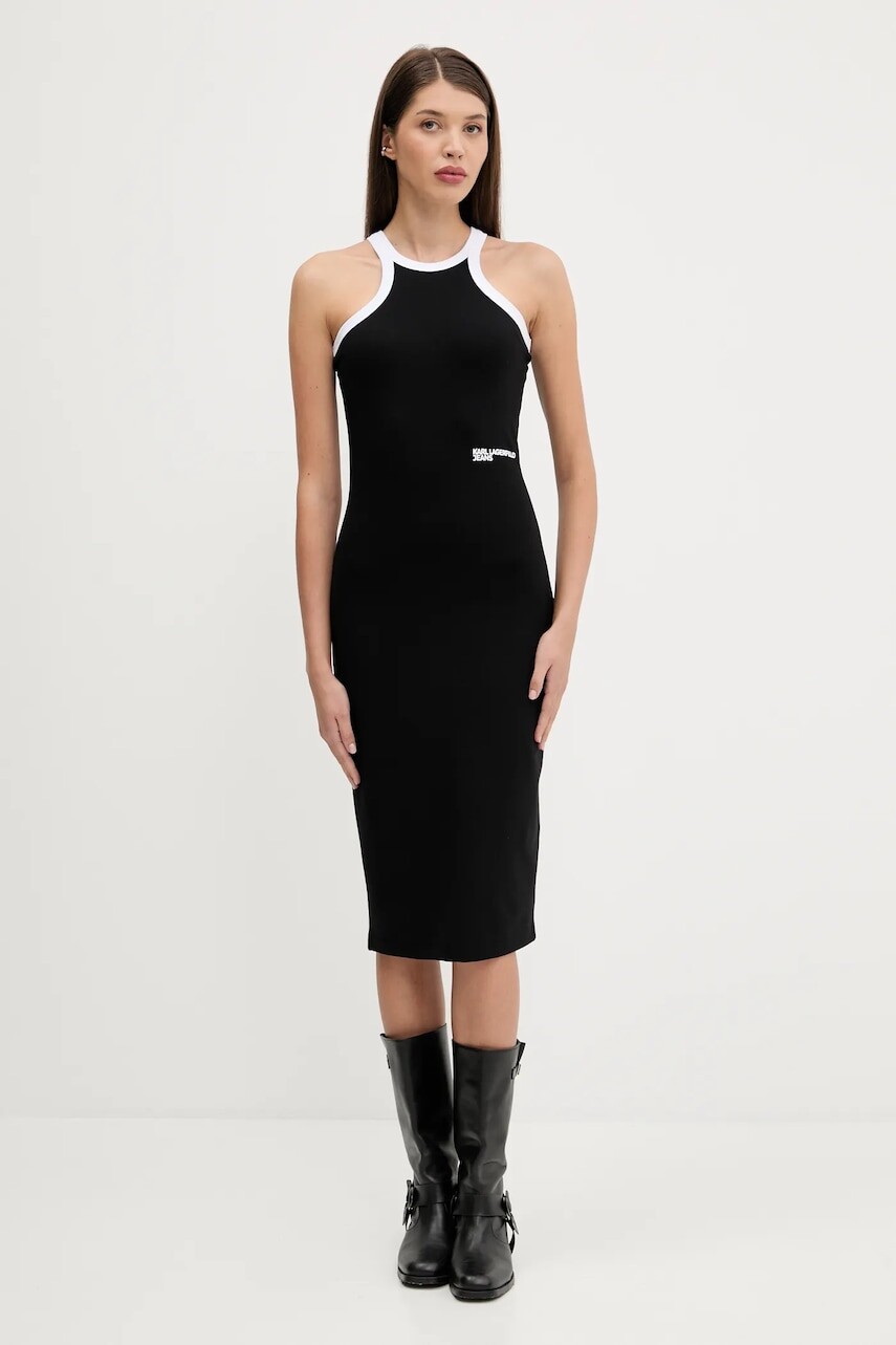 Šaty Karl Lagerfeld Jeans čierna farba, mini, rovný strih, A3W13008