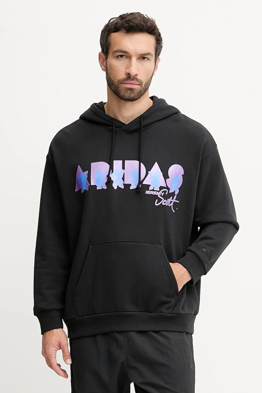 Bavlnená mikina adidas Performance PRIDE čierna farba, s kapucňou, vzorovaná, JW1615