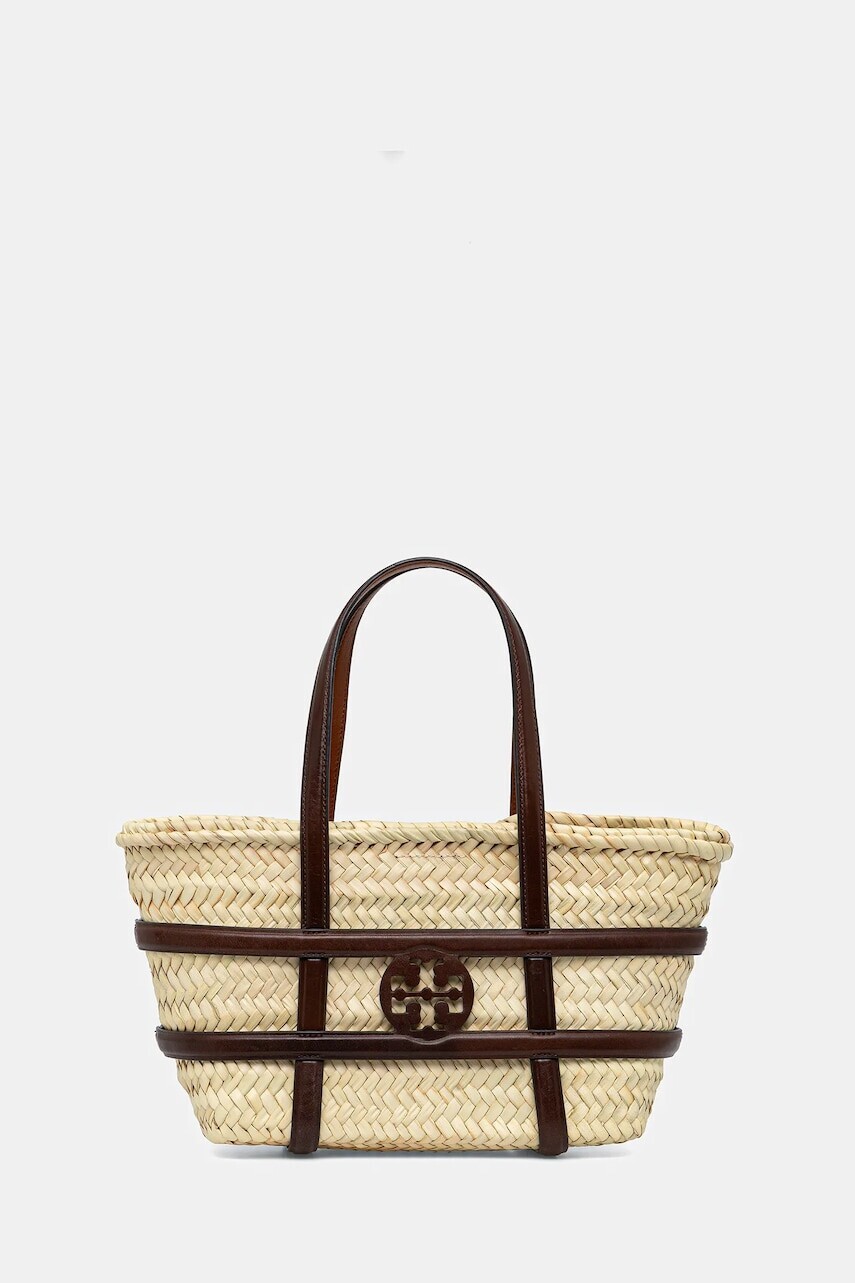 Plážový košík Tory Burch Ella Straw béžová farba, 169218-902