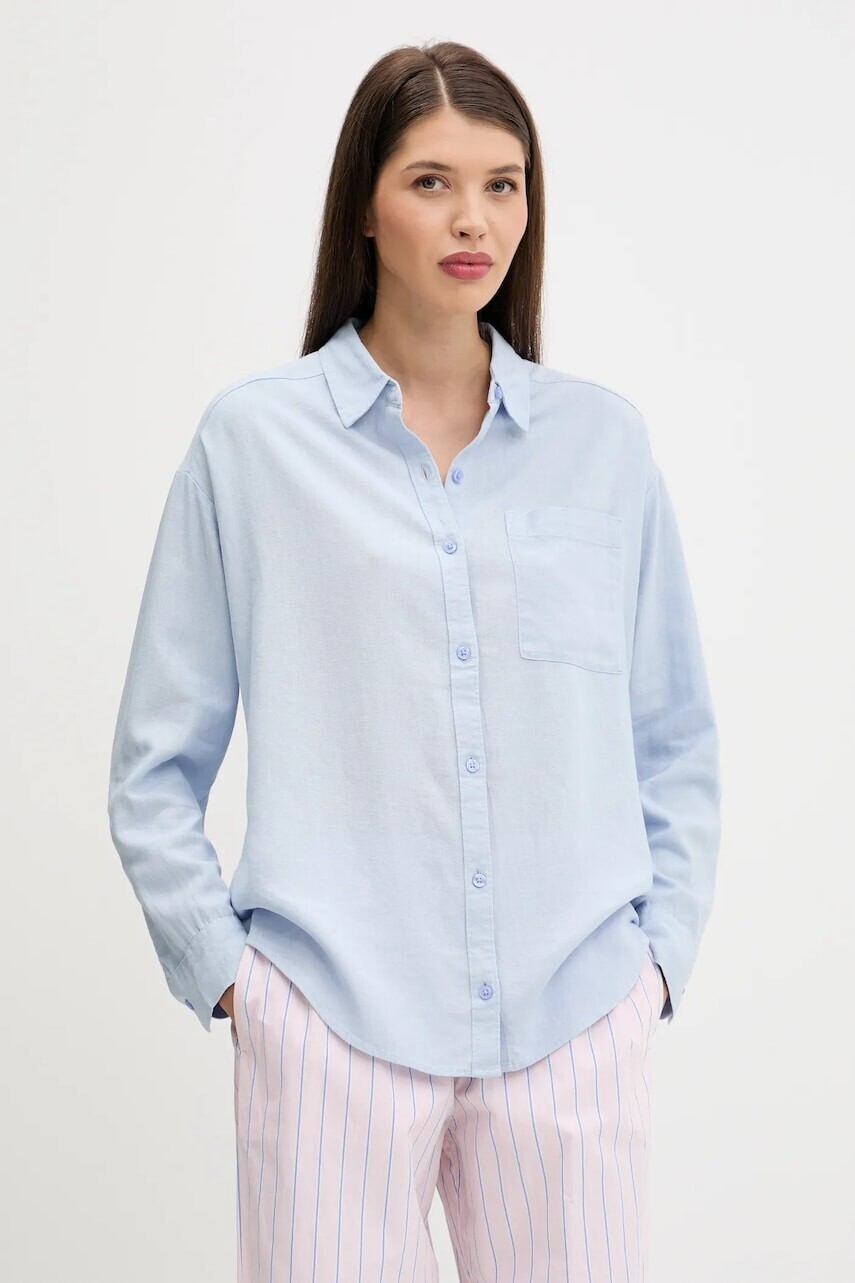 Ľanová košeľa Hollister Co. voľný strih, s klasickým golierom, KI340-5162