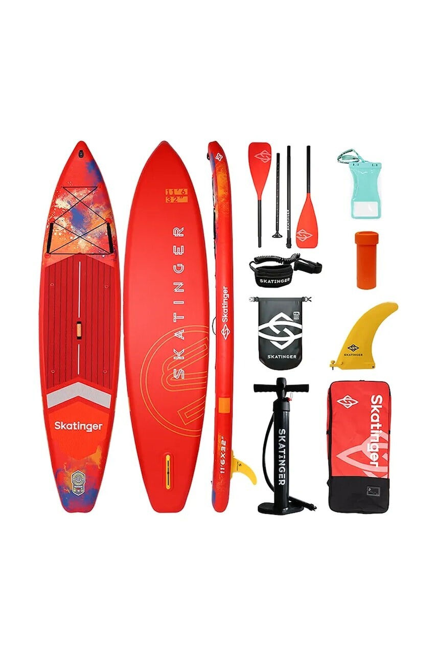 Plavecká doska s príslušenstvom Skatinger SUP Interstellar Red 350 x 81 x 15 cm (11'6') oranžová farba