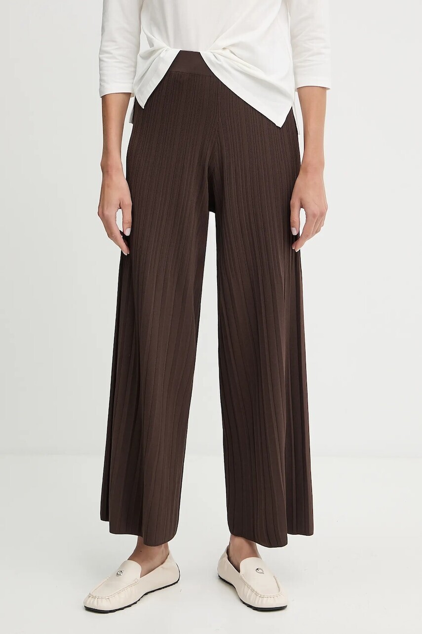 Nohavice Weekend Max Mara SUPERBO hnedá farba, široké, vysoký pás, 2525336011600