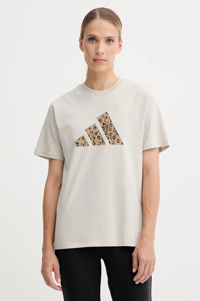 Bavlnené tričko adidas dámske, šedá farba, JM4423