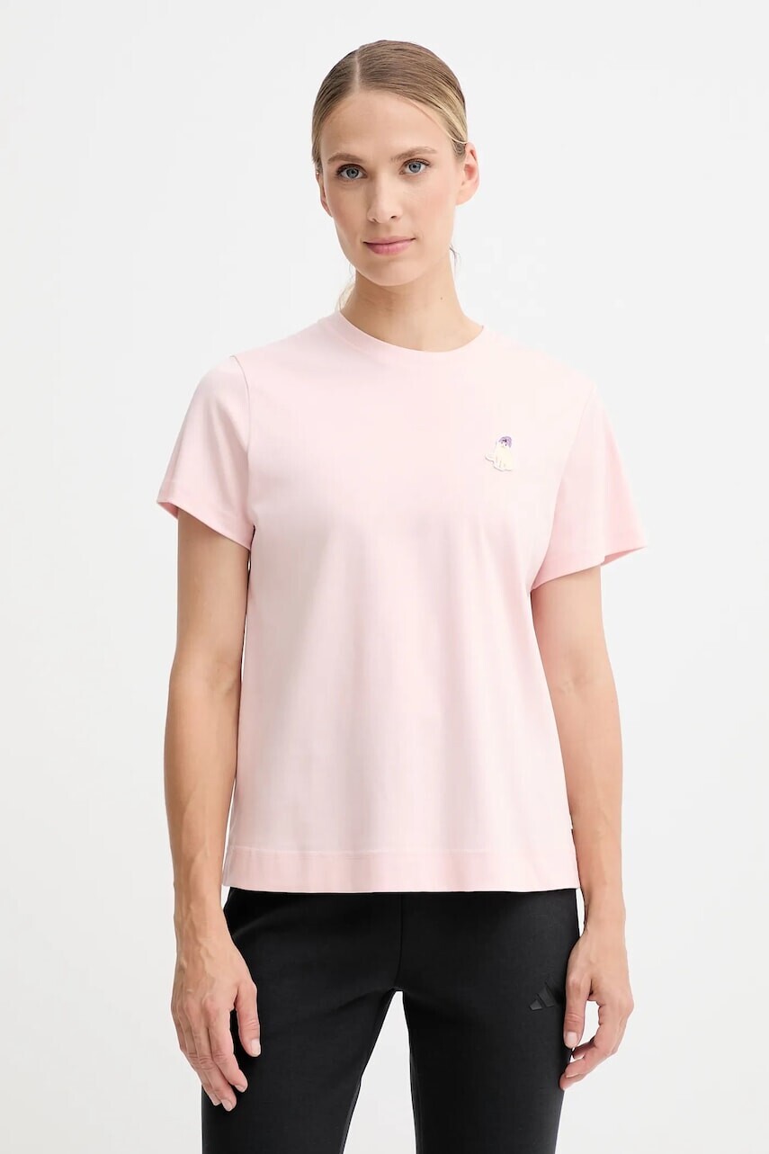 Bavlnené tričko adidas Cat dámske, ružová farba, JV8514