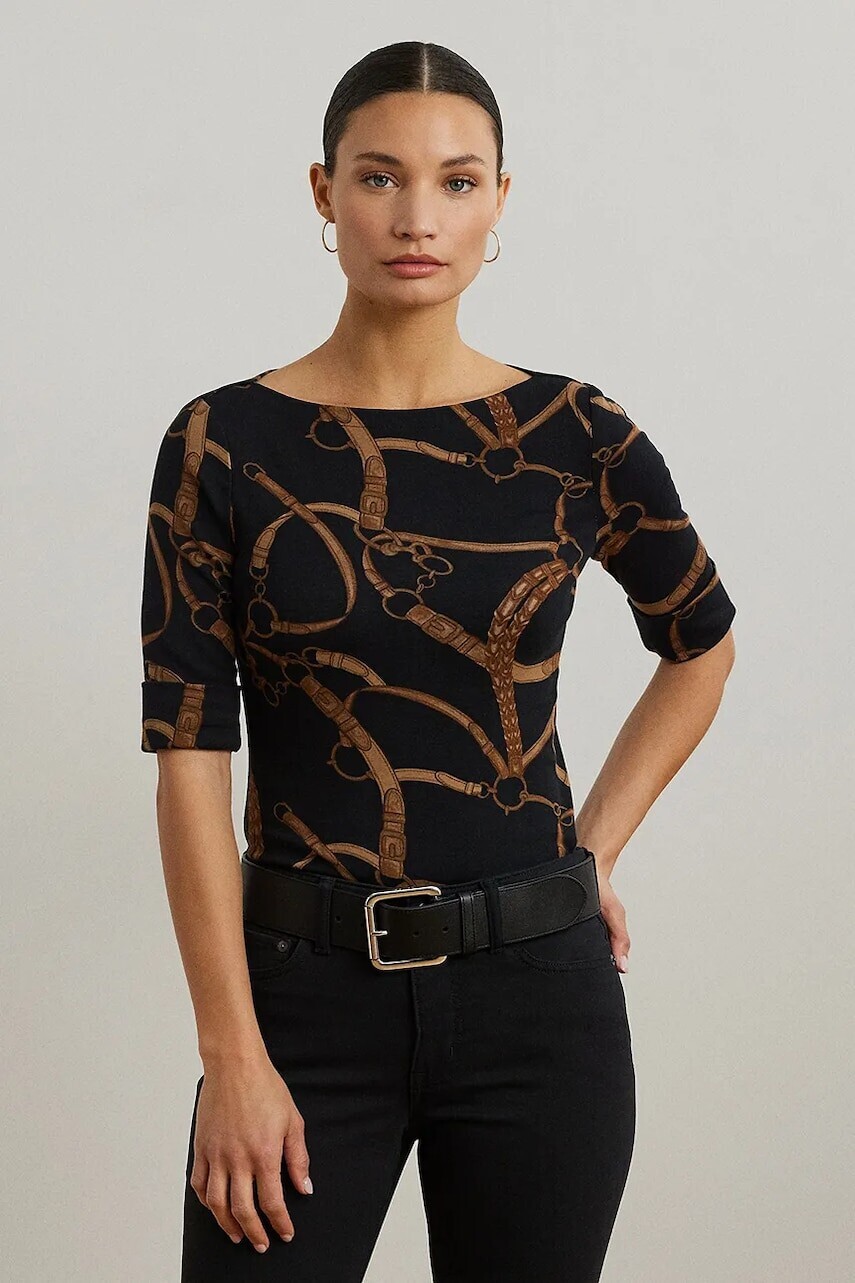 Tričko Lauren Ralph Lauren dámske, čierna farba, 200971107