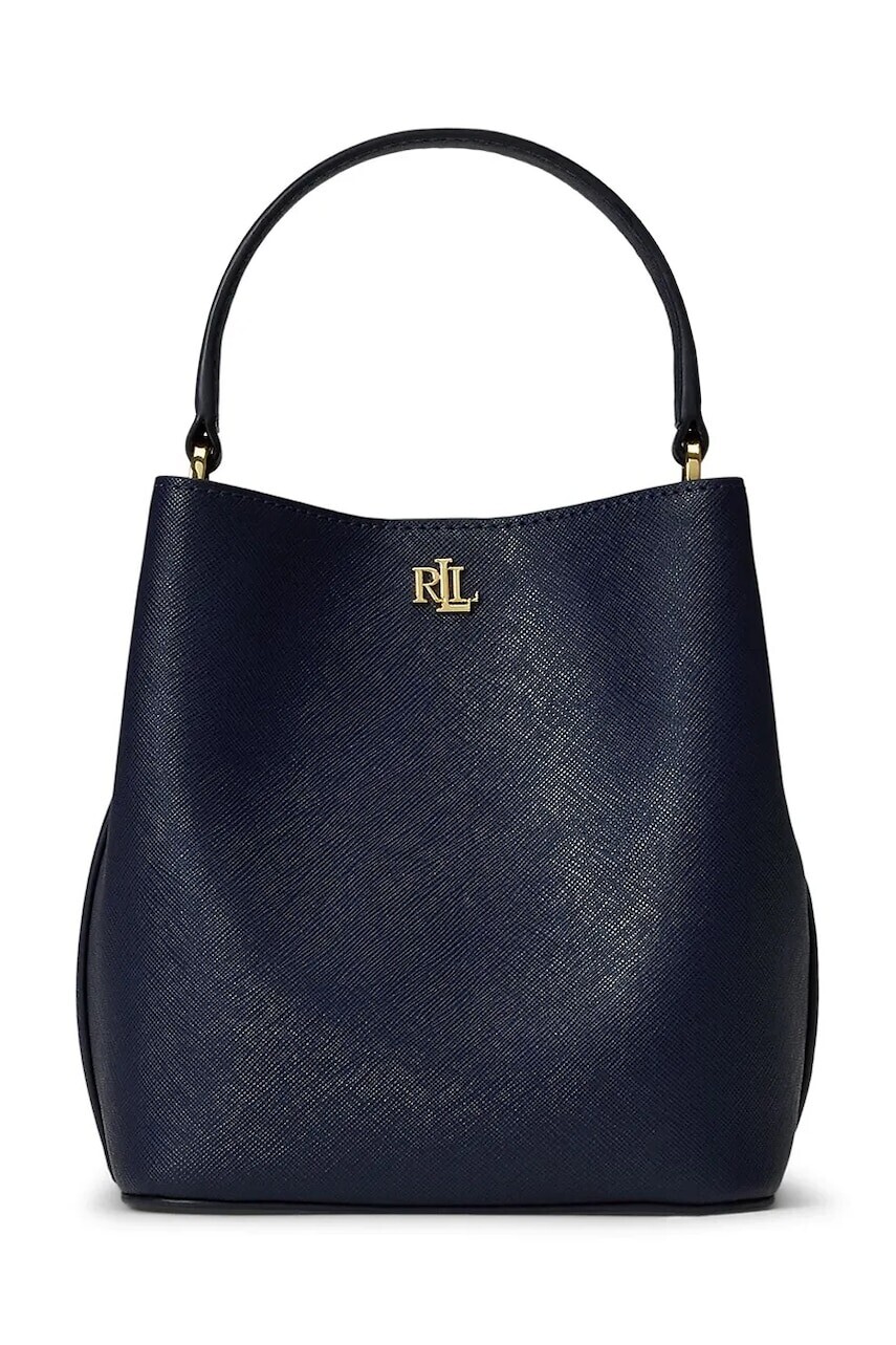 Kožená kabelka Lauren Ralph Lauren tmavomodrá farba, 431969365