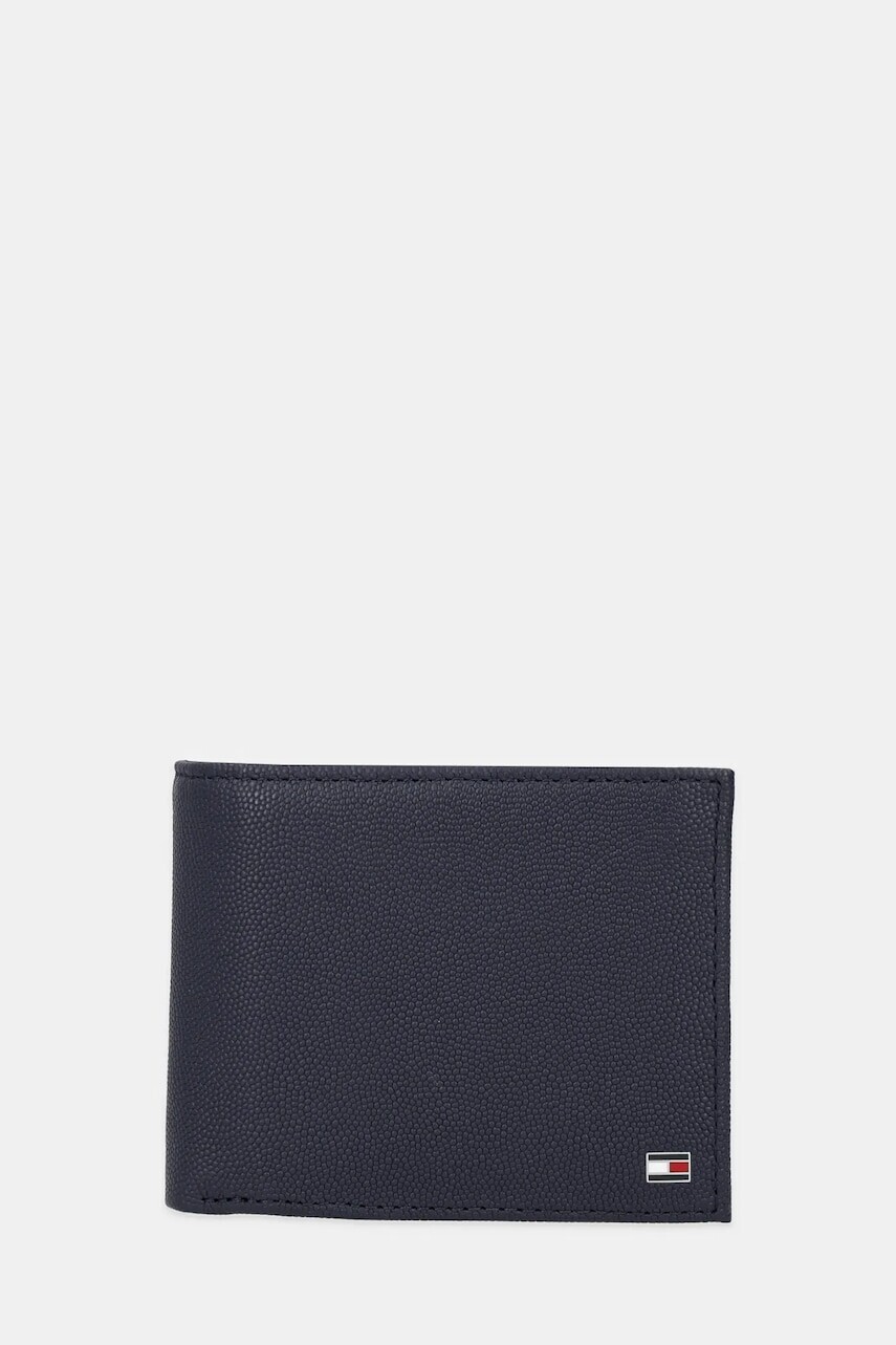 Kožená peňaženka Tommy Hilfiger tmavomodrá farba, AM0AM13520