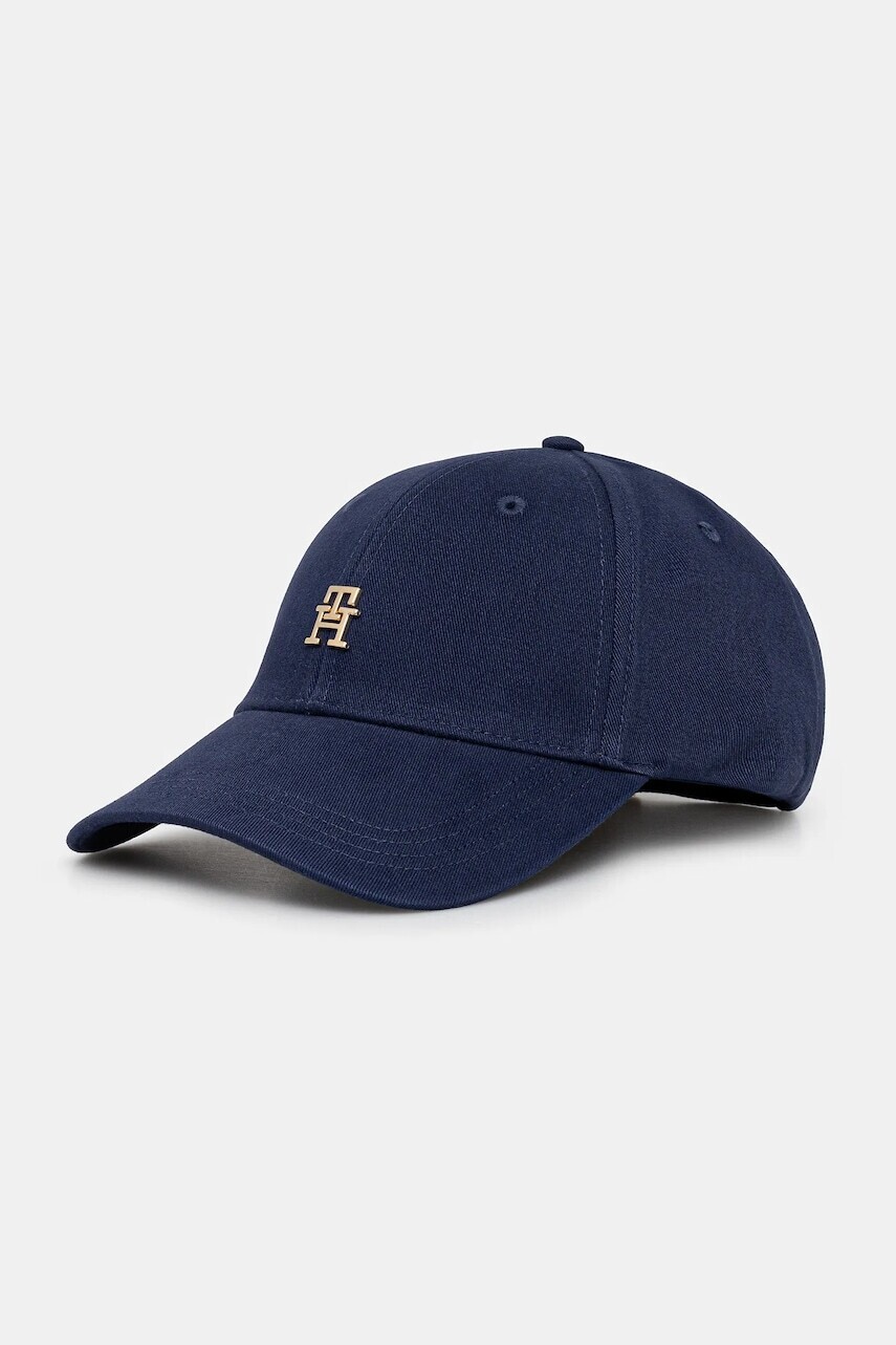 Bavlnená šiltovka Tommy Hilfiger tmavomodrá farba, s nášivkou, AW0AW17631