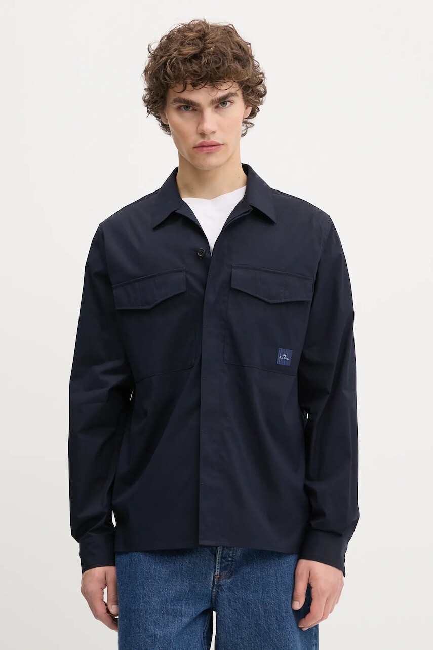 Košeľa PS Paul Smith tmavomodrá farba, regular, s klasickým golierom, M2R-615Z-T21951