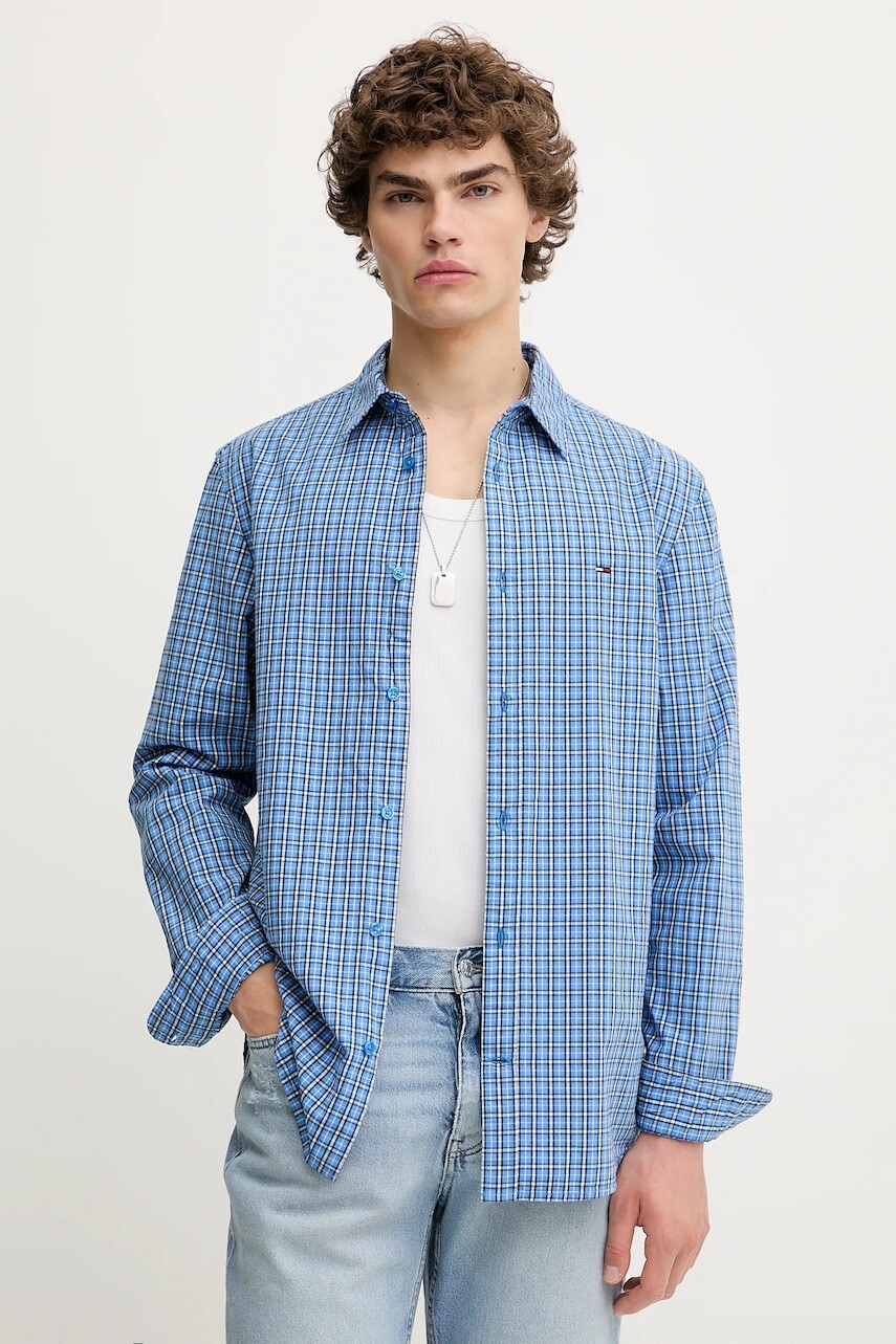 Bavlnená košeľa Tommy Jeans regular, s klasickým golierom, DM0DM21693