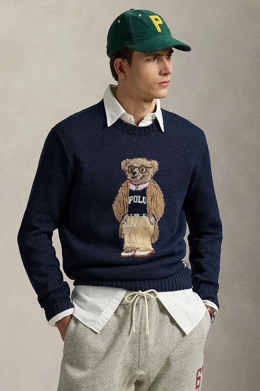 Ľanový sveter Polo Ralph Lauren Lscn Long Sleeve tmavomodrá farba, 710970284