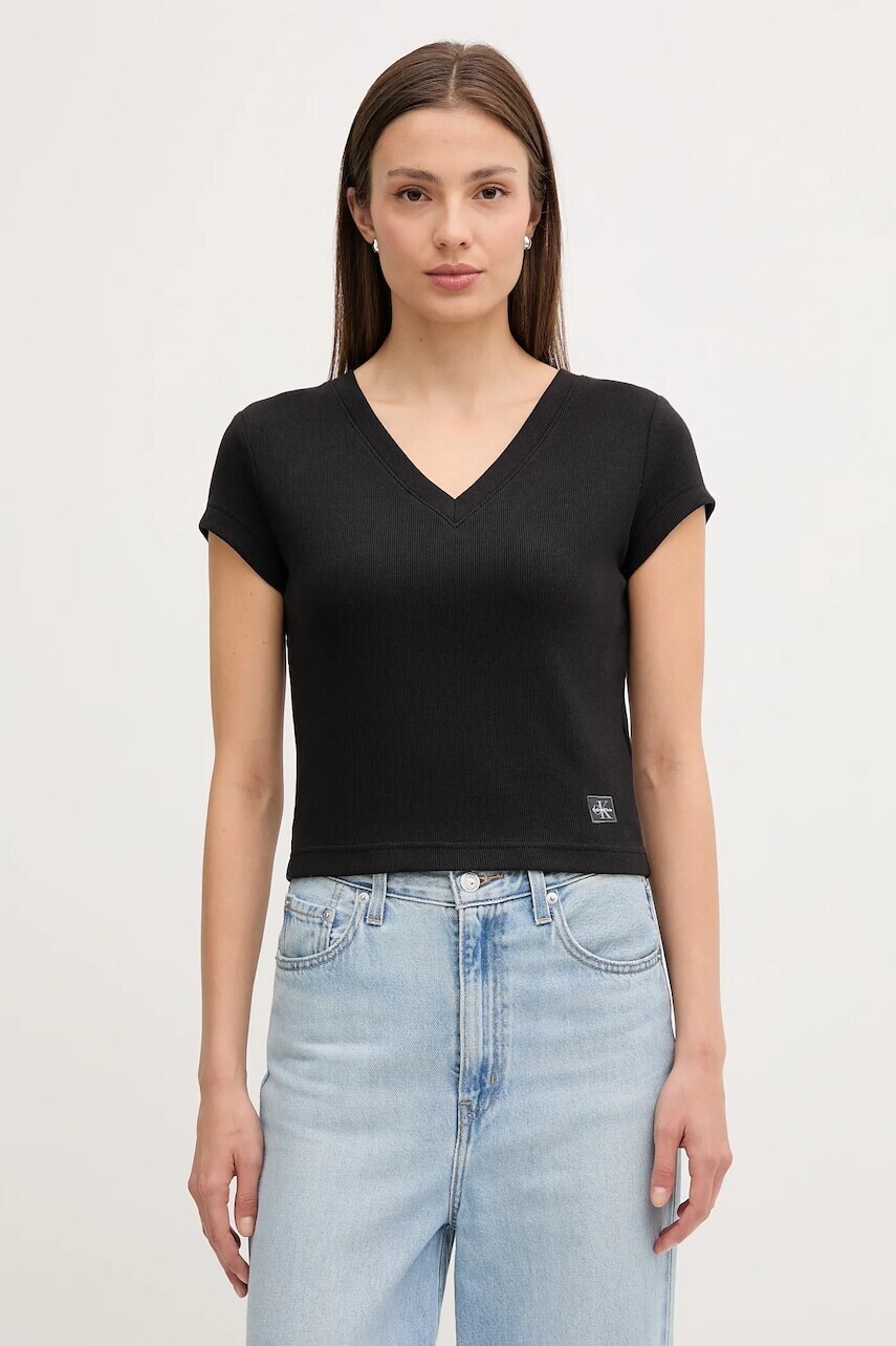 Tričko Calvin Klein Jeans dámske, čierna farba, LV047C910G