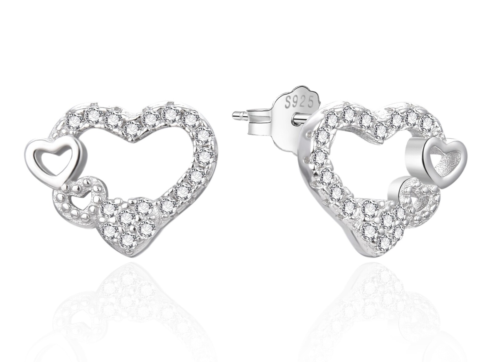 Agato Strieborné srdiečkové náušnice s čírymi zirkónmi AGT-E236PW