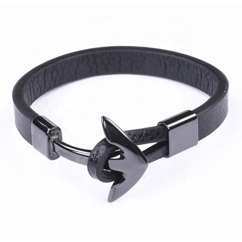 Kožený náramok Gaira Anchor 2 - čierny