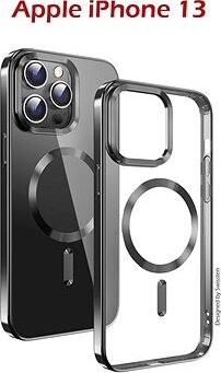 Swissten Clear Jelly MagStick Metallic na iPhone 13 čierny