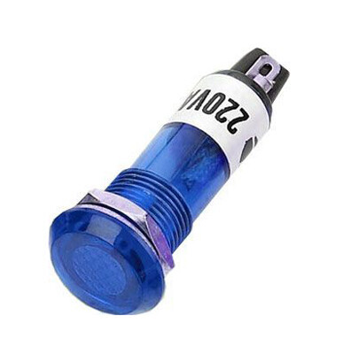 Kontrolka guľatá 230V s tlejivkou, modrá do otvoru 10mm HADEX