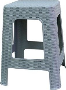 MEGA PLAST Taburet II 45 × 35,5 × 35,5 cm, polyratan, sivá