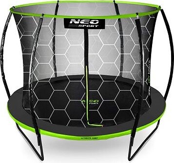 Neo-Sport Profilovaná záhradná trampolína 10 stôp/312 cm s vnútornou sieťou, čierno-zelená